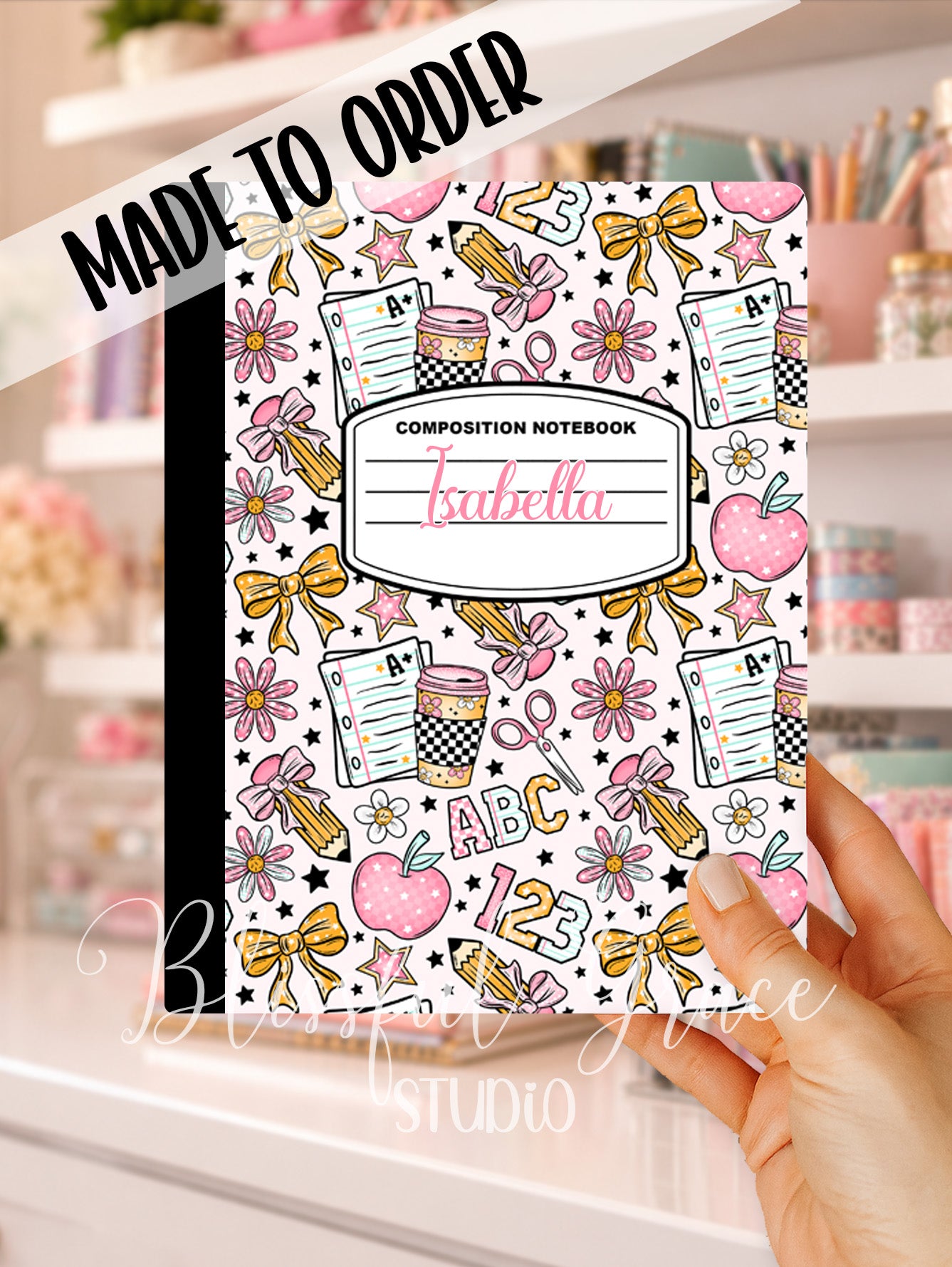 Cute Pink Back To School Composition Notebook