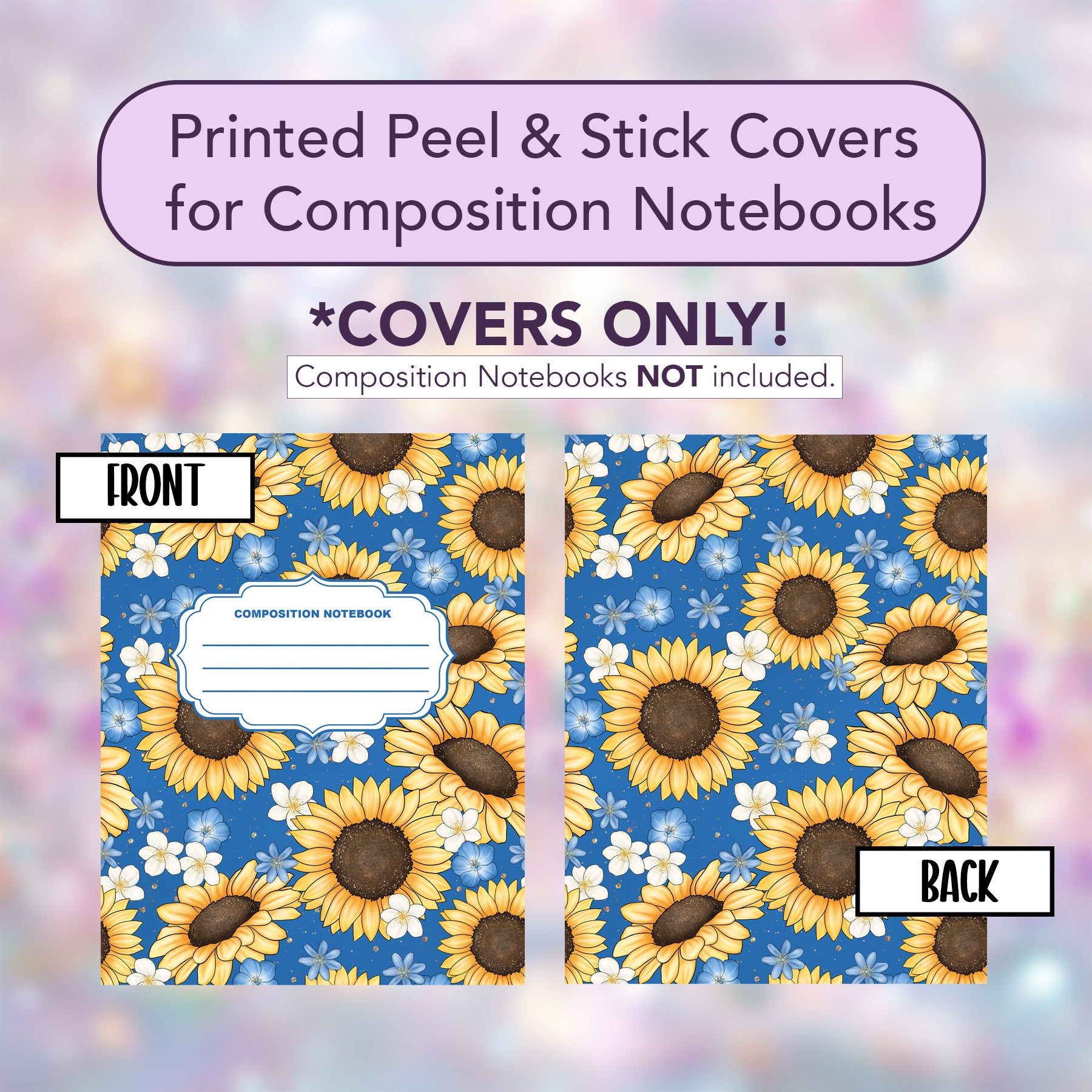 Sunflower- Blue | Front & Back Vinyl Wrap Set | Covers Only