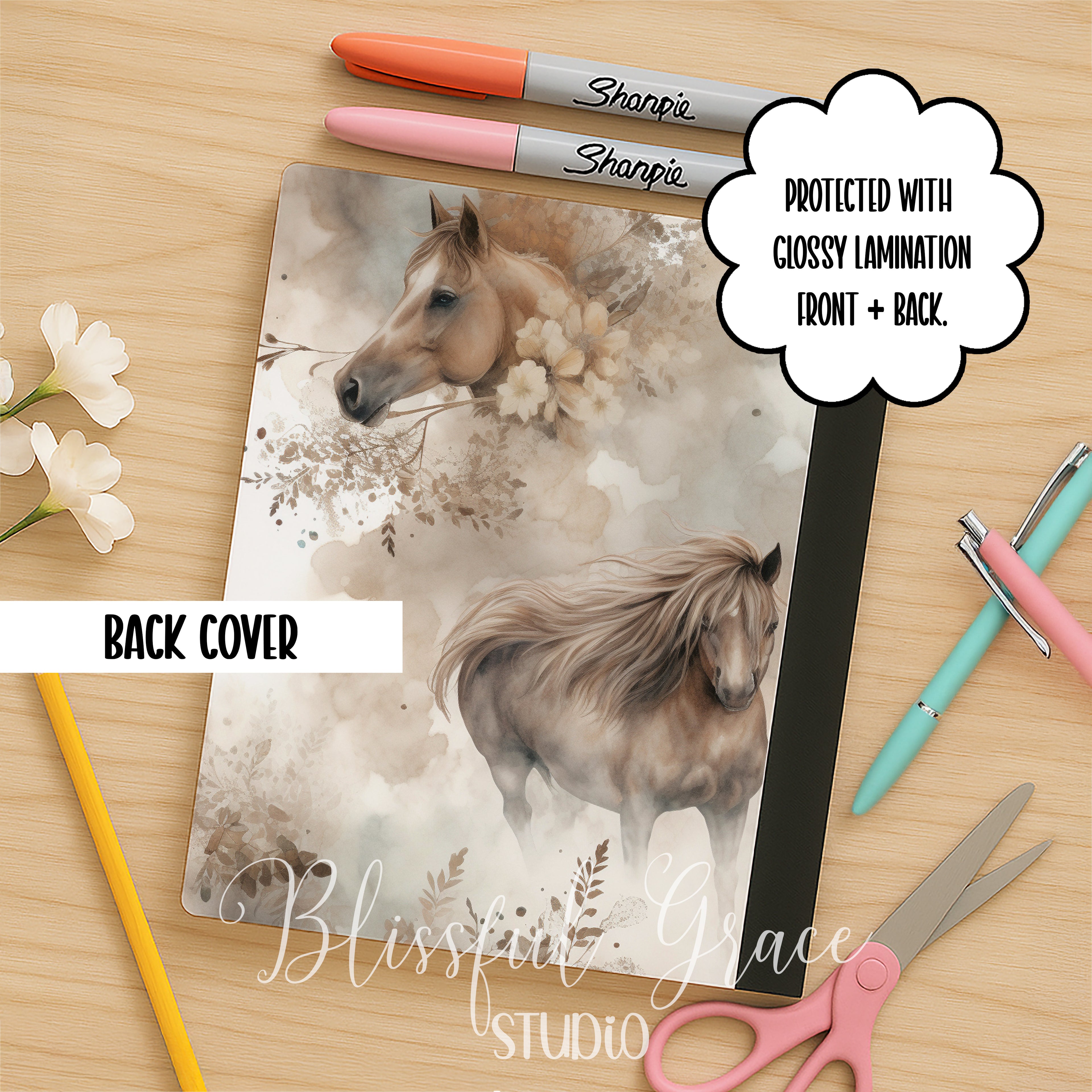Watercolor Horses w/ Inspirational Quote Composition Notebook