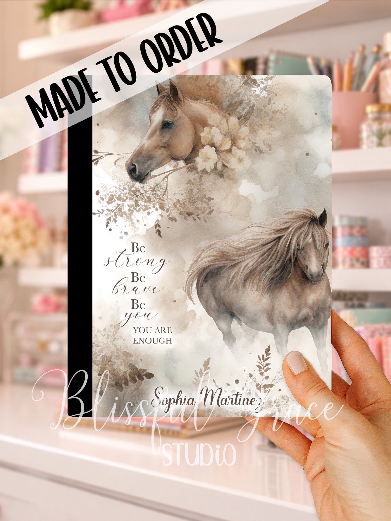 Watercolor Horses w/ Inspirational Quote Composition Notebook